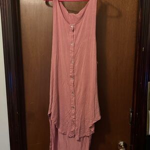 POL Soft Pink Button-Front Hooded Top